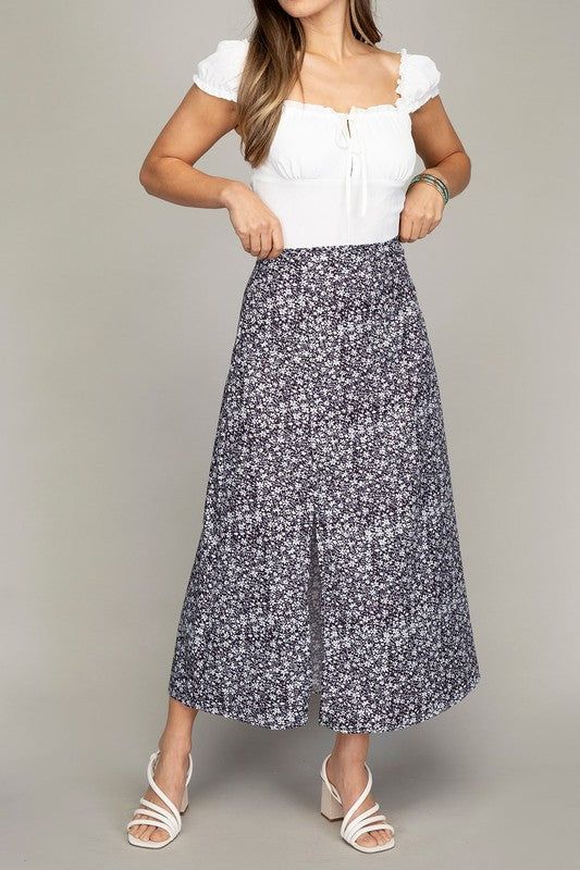 Floral midi skirt with slit us.meeeshop - Skirts