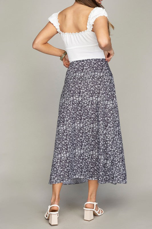 Floral midi skirt with slit | us.meeeshop