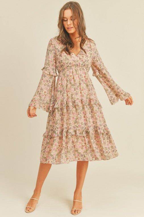 Floral Print Midi Dress - us.meeeshop