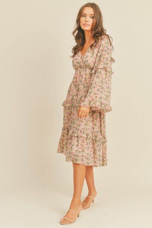 Floral Print Midi Dress - us.meeeshop