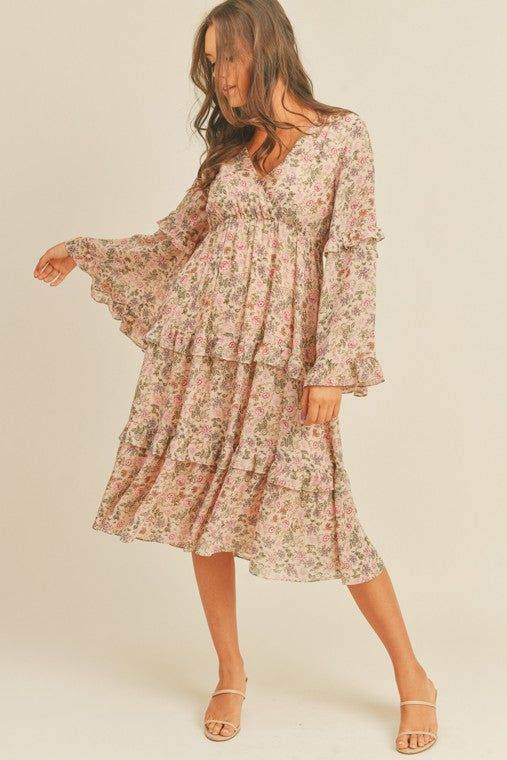 Floral Print Midi Dress - us.meeeshop