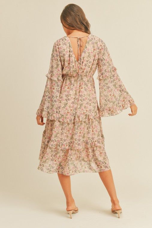 Floral Print Midi Dress - us.meeeshop