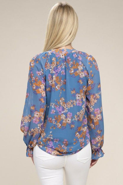 Women's Floral chiffon blouse - us.meeeshop