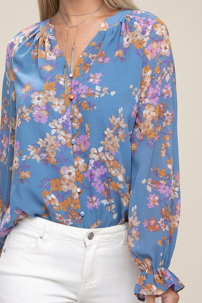 Women's Floral chiffon blouse - us.meeeshop