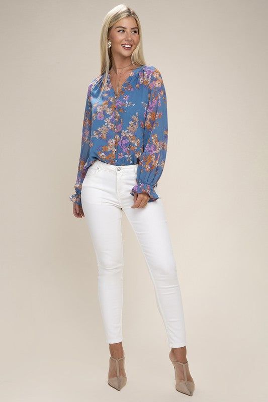 Women's Floral chiffon blouse - us.meeeshop