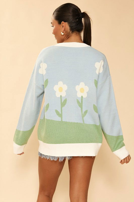 Flower field knit cardigan us.meeeshop - 