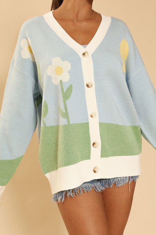 Flower field knit cardigan us.meeeshop - 