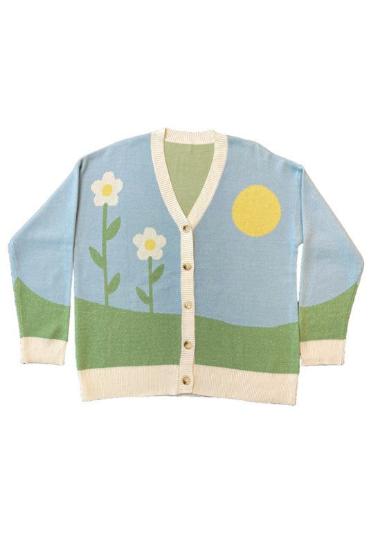 Flower field knit cardigan us.meeeshop - 