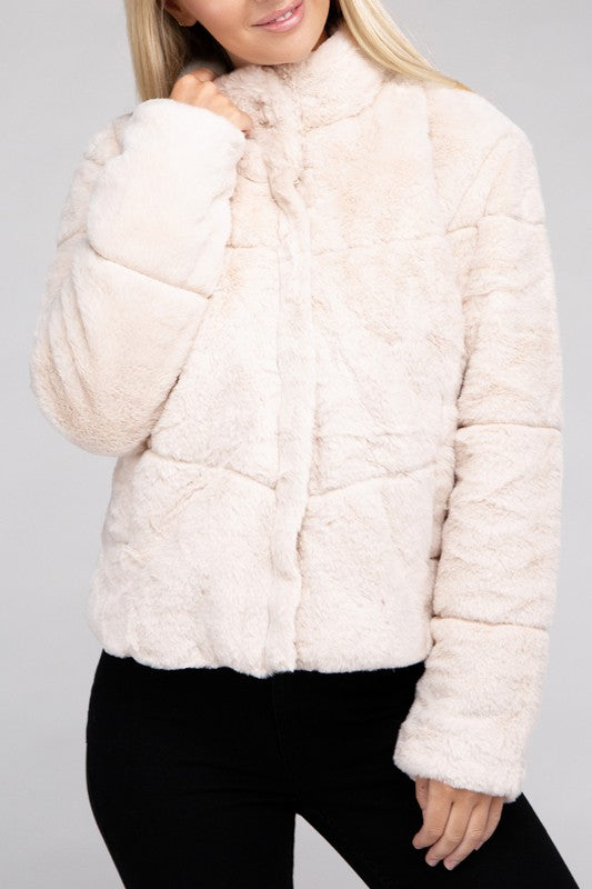 Fluffy Zip-Up Sweater Jacket | us.meeeshop