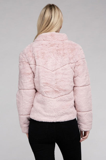 Fluffy Zip-Up Sweater Jacket | us.meeeshop