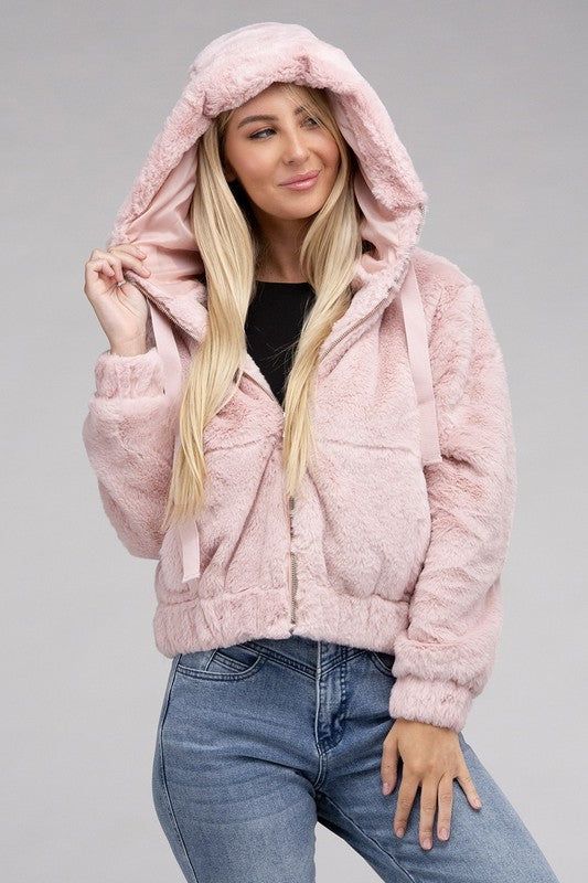 Fluffy Zip-Up Teddy Hoodie us.meeeshop - Shirts & Tops