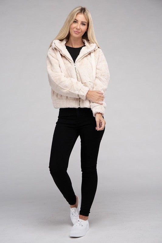 Fluffy Zip-Up Teddy Hoodie us.meeeshop - 