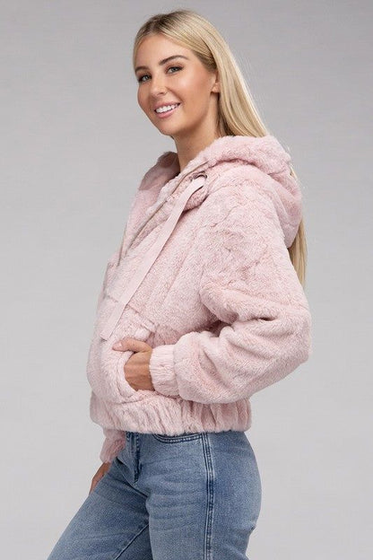 Fluffy Zip-Up Teddy Hoodie us.meeeshop - 