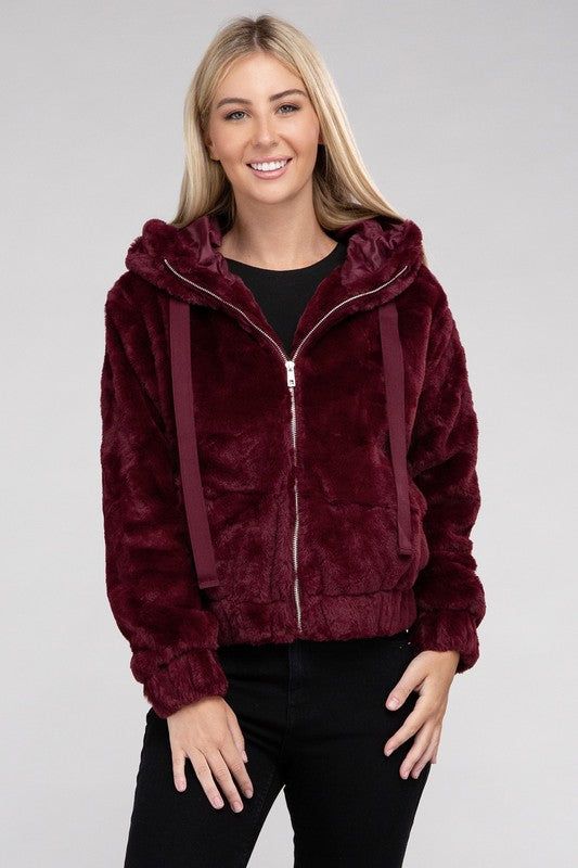 Fluffy Zip-Up Teddy Hoodie us.meeeshop - 