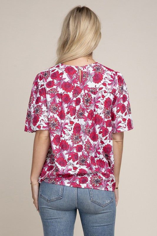 Flutter Sleeve Floral Top us.meeeshop - 