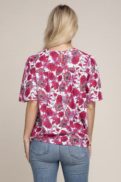 Flutter Sleeve Floral Top us.meeeshop - 