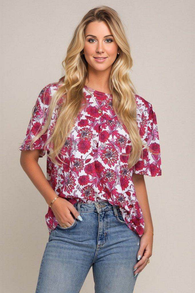 Flutter Sleeve Floral Top - us.meeeshop