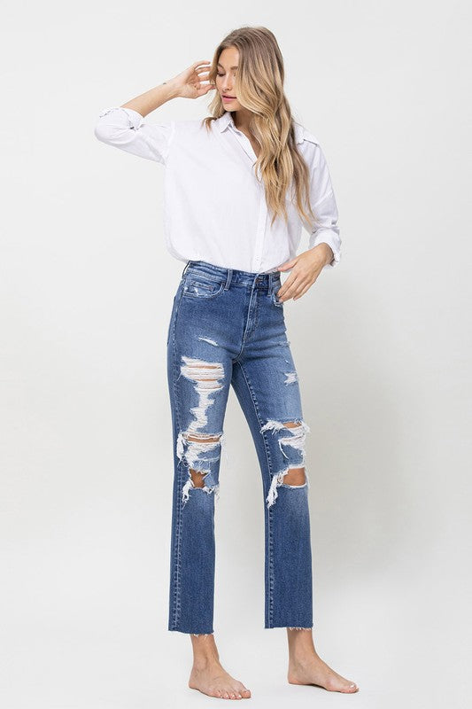 Flying Monkey | Distressed High Rise Ankle Relaxed Straight | us.meeeshop