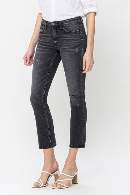 Flying Monkey Mid Rise Crop Slim Straight Jeans us.meeeshop - 