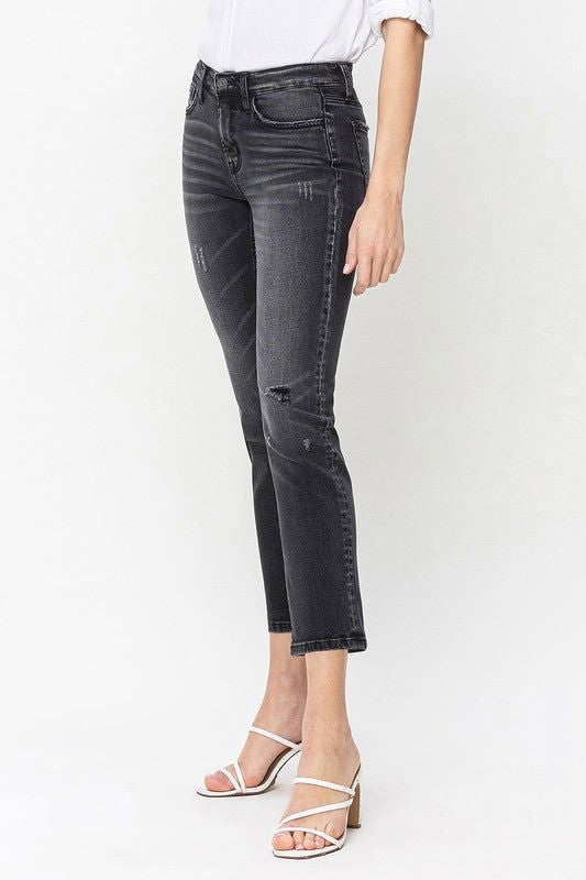 Flying Monkey Mid Rise Crop Slim Straight Jeans us.meeeshop - 