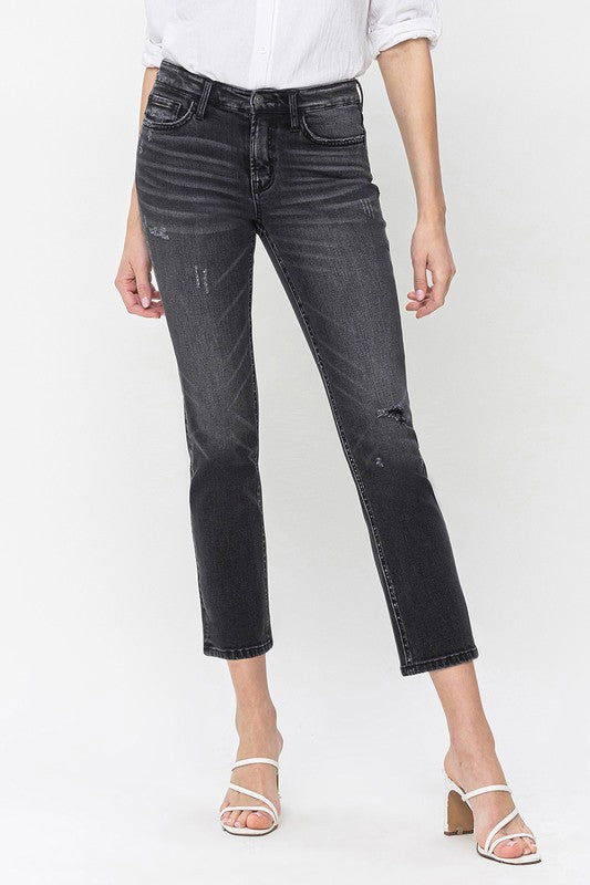 Flying Monkey Mid Rise Crop Slim Straight Jeans us.meeeshop - Pants