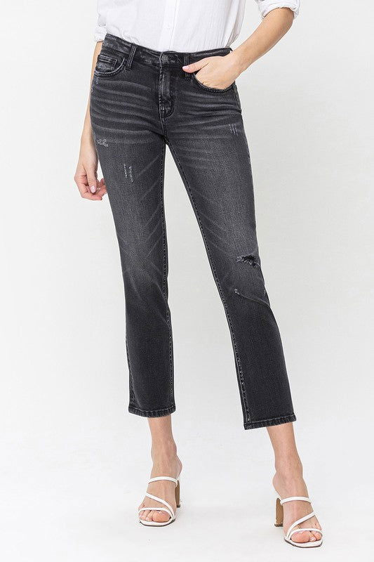 Flying Monkey Mid Rise Crop Slim Straight Jeans us.meeeshop - 