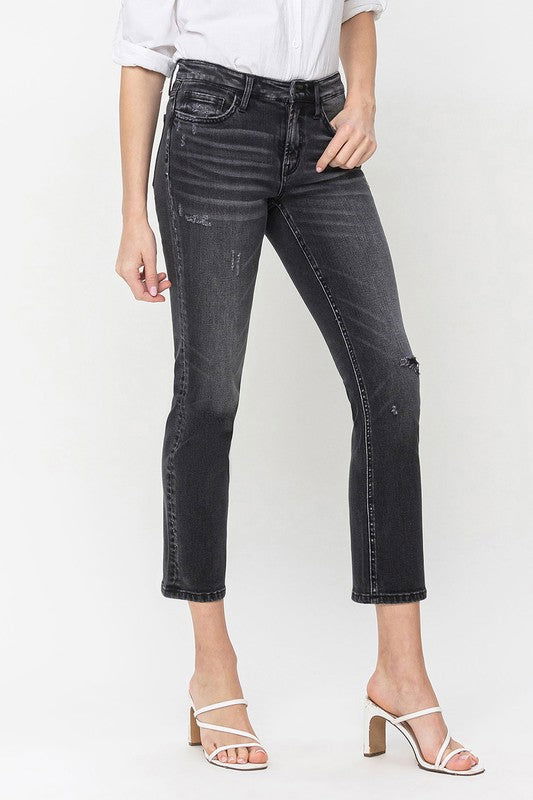 Flying Monkey Mid Rise Crop Slim Straight Jeans us.meeeshop - 