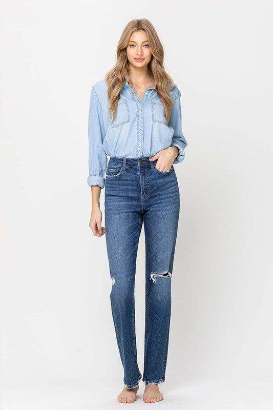 Flying Monkey | Super High Rise Straight Leg Jeans us.meeeshop - 