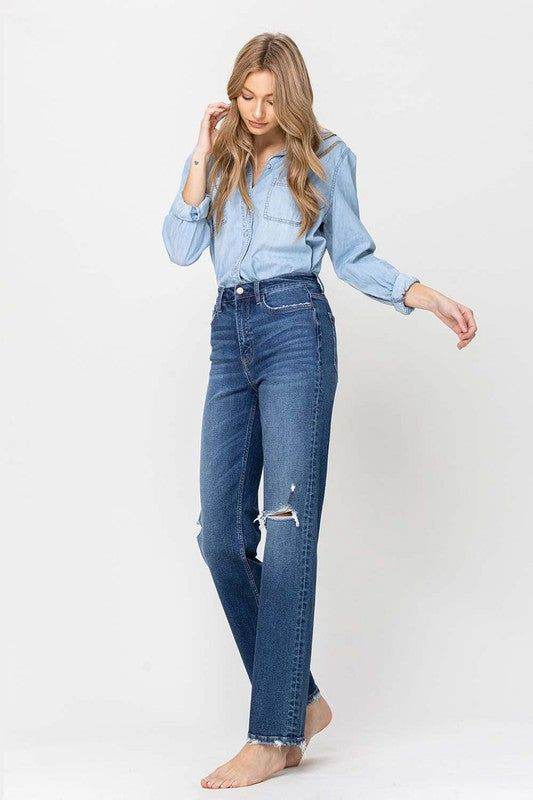 Flying Monkey | Super High Rise Straight Leg Jeans us.meeeshop - 