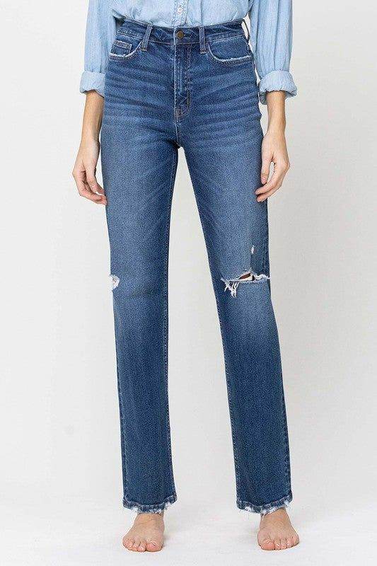 Flying Monkey | Super High Rise Straight Leg Jeans us.meeeshop - Pants