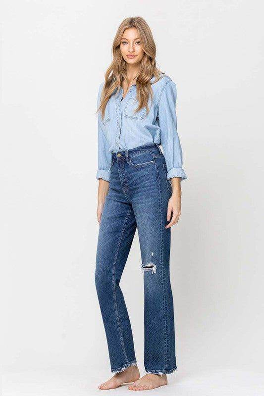 Flying Monkey | Super High Rise Straight Leg Jeans us.meeeshop - 