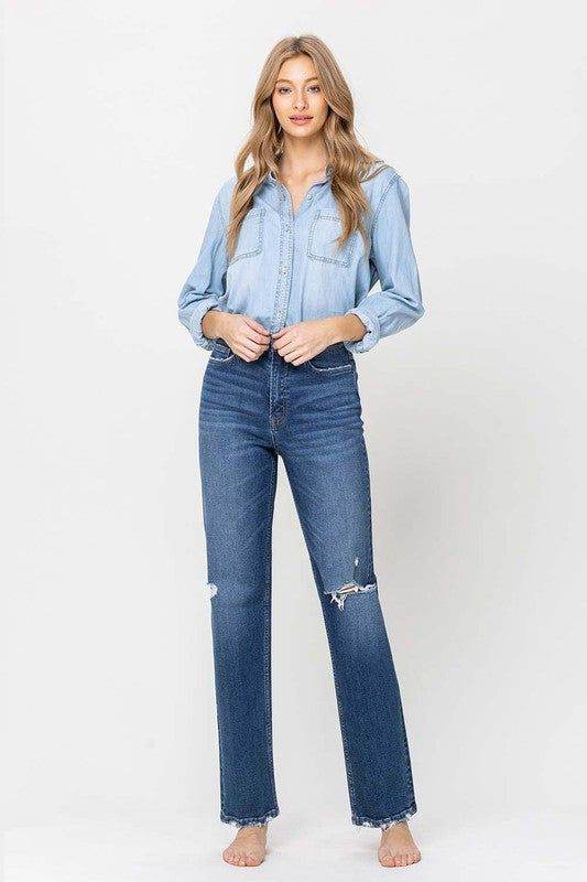 Flying Monkey | Super High Rise Straight Leg Jeans us.meeeshop - 