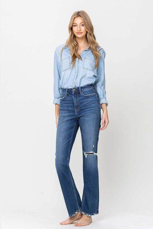 Flying Monkey | Super High Rise Straight Leg Jeans us.meeeshop - 