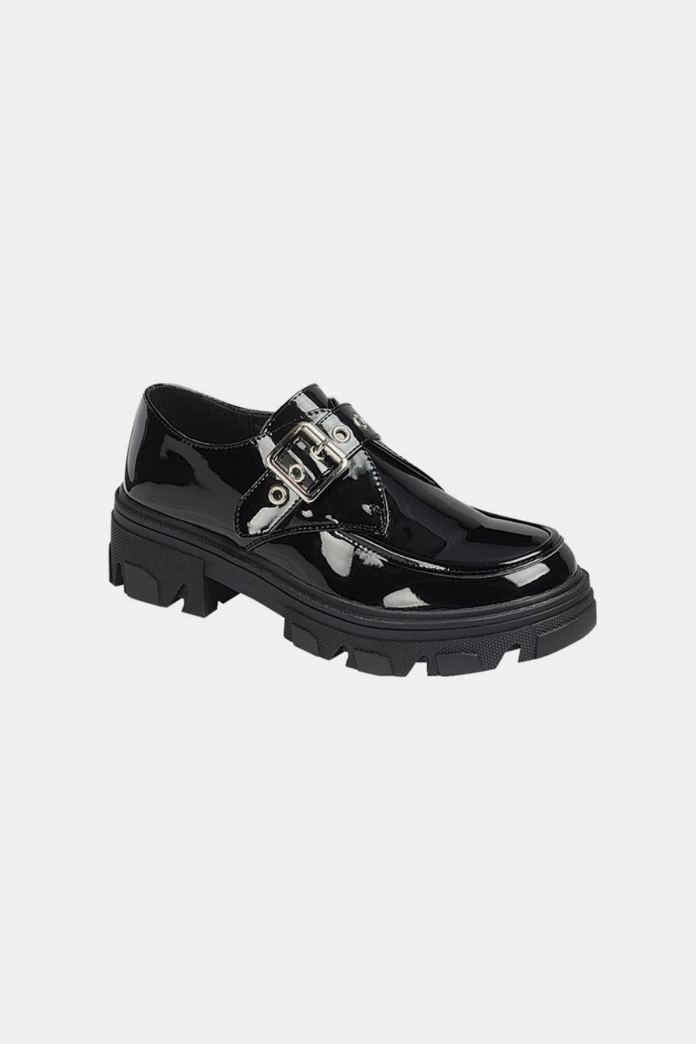 Forever Link Buckled Platform Lug Sole Loafers In Black us.meeeshop - Shoes