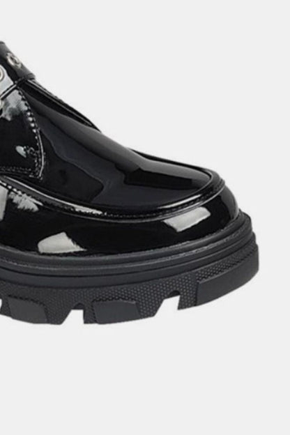 Forever Link Buckled Platform Lug Sole Loafers In Black us.meeeshop - 