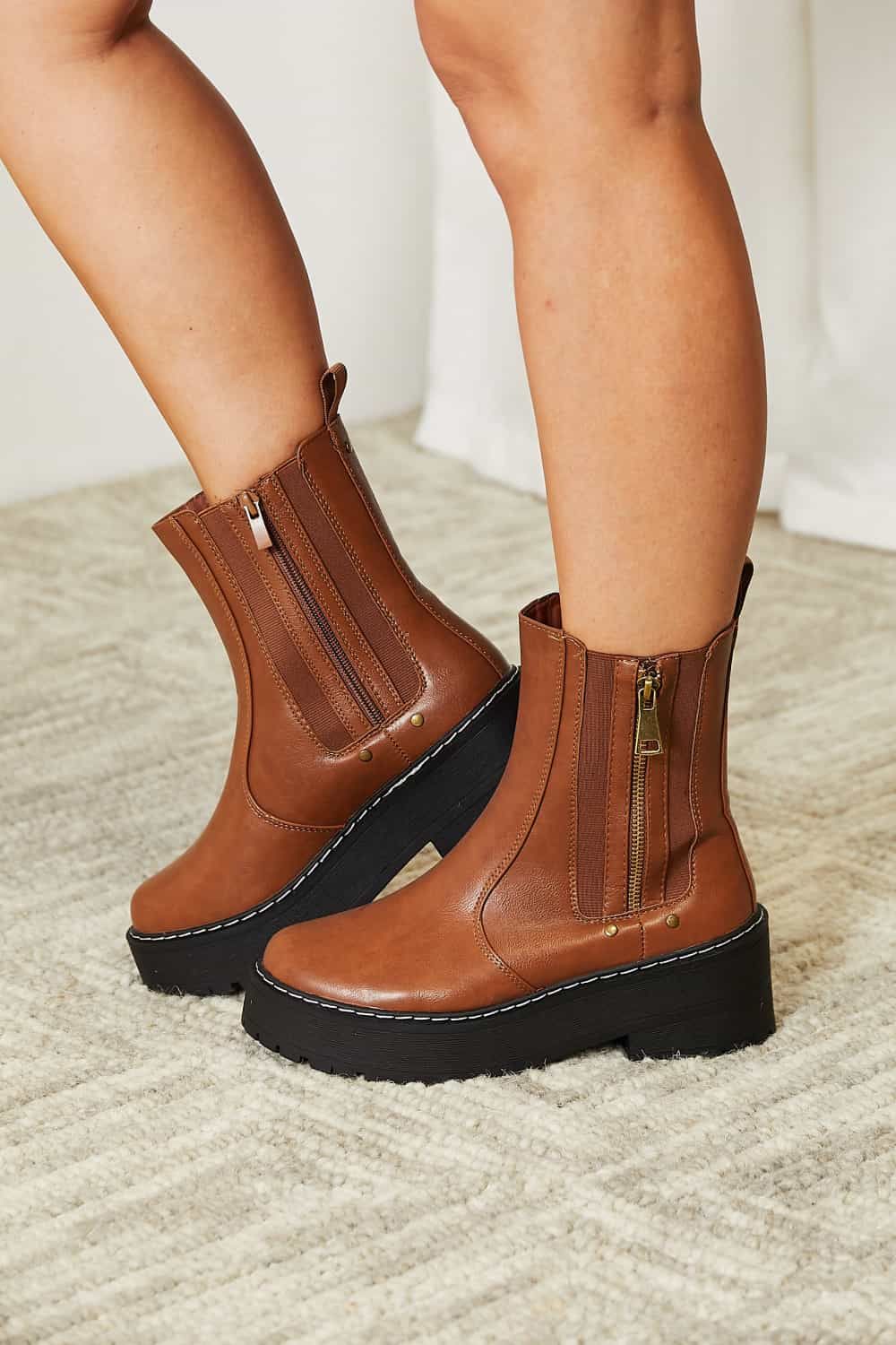 Forever Link Side Zip Platform Boots us.meeeshop - Shoes