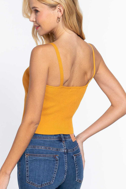 Front Closure With Hooks Sweater Cami Top | us.meeeshop