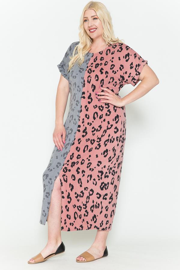 Front Slit Dolman Leopard Print Maxi Dress | us.meeeshop