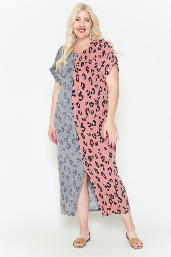 Front Slit Dolman Leopard Print Maxi Dress | us.meeeshop