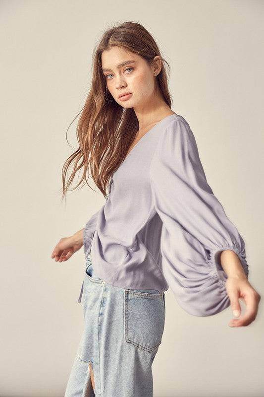 Front Tie Shirring Top - us.meeeshop