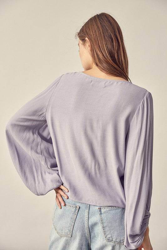 Front Tie Shirring Top - us.meeeshop