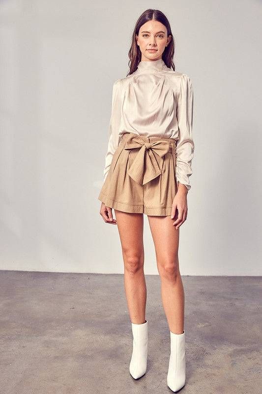 Front Self Tie Shorts - us.meeeshop