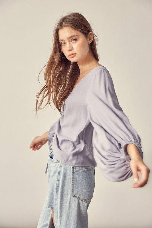 Women's Front Tie Shirring Top - us.meeeshop