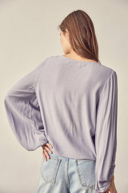 Women's Front Tie Shirring Top - us.meeeshop