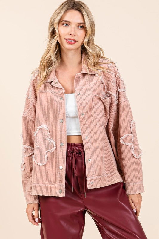 GeeGee Drop Shoulder Corduroy Shacket us.meeeshop - 