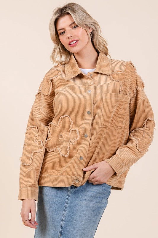 GeeGee Drop Shoulder Corduroy Shacket us.meeeshop - 