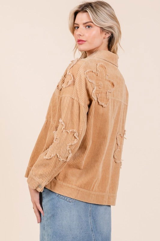 GeeGee Drop Shoulder Corduroy Shacket us.meeeshop - 