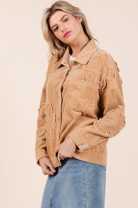 GeeGee Drop Shoulder Corduroy Shacket us.meeeshop - 