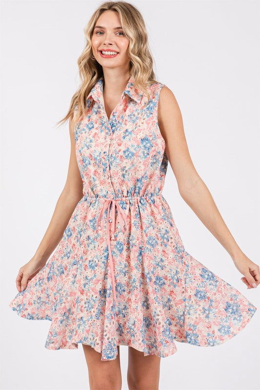 GeeGee Floral Eyelet Mini Dress us.meeeshop - 