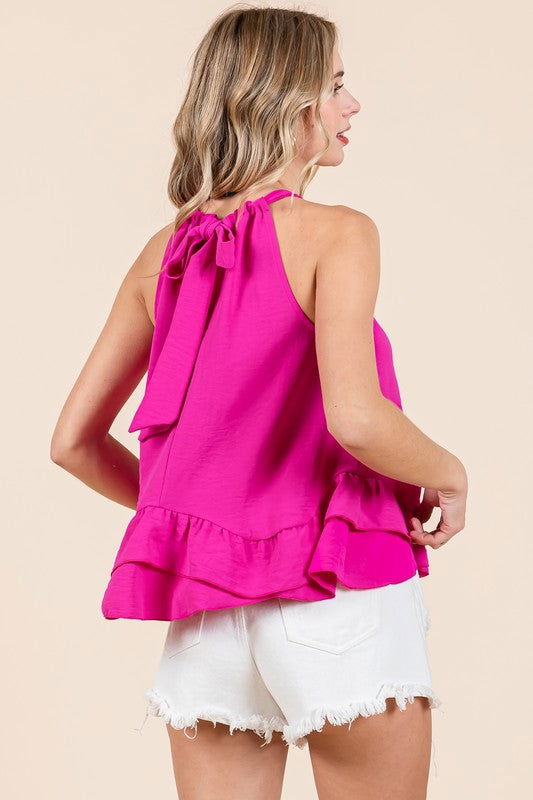 GeeGee Plus Ruffle Trim Sleeveless Blouse us.meeeshop - 